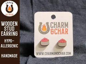 Sushi Wood Stud Earrings - Food Fashion Earring