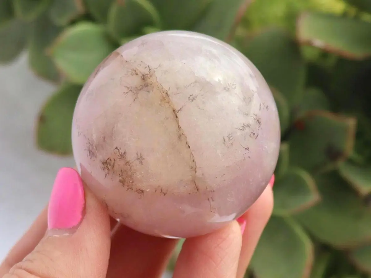 Purple Dendritic Fluorite Sphere: Polished Crystal Ball for Reiki