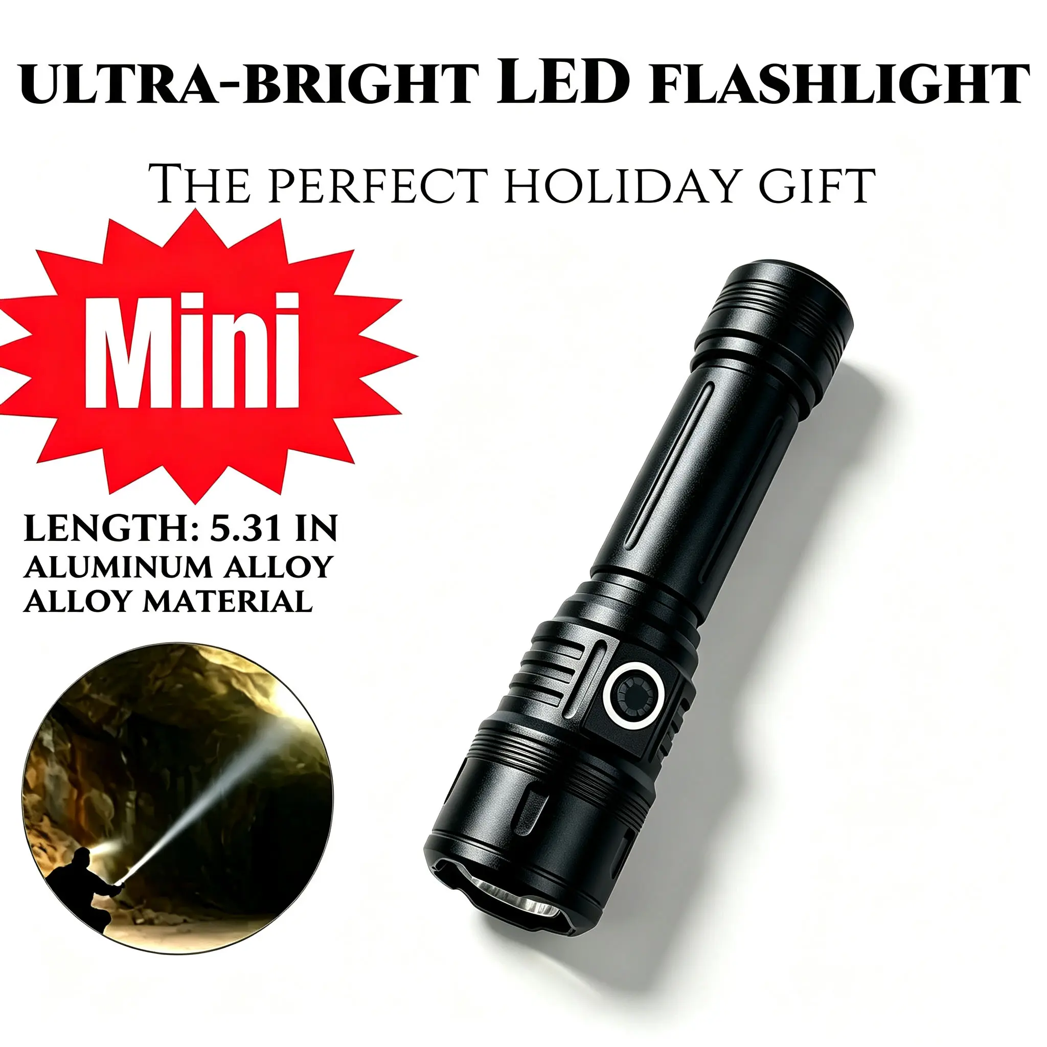 Rechargeable Flashlights High Lumens, 5Mode Super Bright Flashlight Camping, Adjustable Tactical Flash Light High Powered, LED Flashlights for Home Emergency
