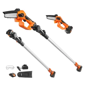 fathersdaygift  VEVOR 2-in-1 Cordless Pole Saw Mini Chainsaw, 20V 2Ah Battery Pole Chainsaw, 5 Cutting Capacity 8 ft Reach Pole Saw for Branch Cutting Tree Trimming (Battery and Blade Cover Included)