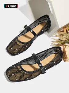 Women's Mary Jane Shoes, Summer Breathable Mesh Lace-Up Flats, Casual Outdoor Walking Sneakers, Comfortable Daily Wear