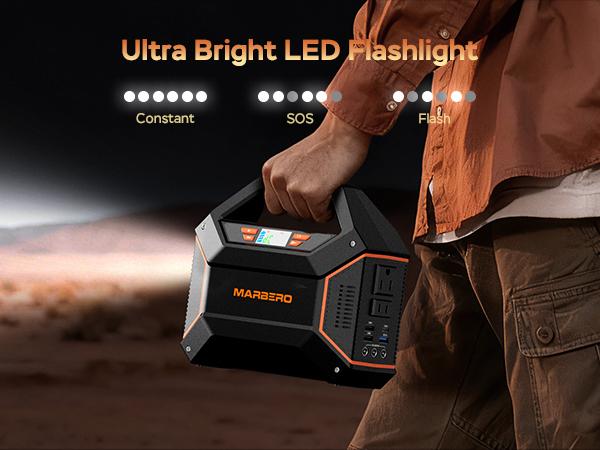 MARBERO 155Wh Solar Generator with 30W Solar Panel Portable Power Station 2 x 100W  AC Outlets(150W Surge) 9 Output Ports Built-in Flashlight for Home Camping Hurricane Emergency
