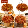 SHareconn 24/40/48 Bundles Decorative Faux Flowers Set - UV-Resistant Plastic Daisies, Eucalyptus Leaves, Flexible Stems for Shaping, Photorealism, Daily Geometric Home Outdoor Decor (Garage, Birthday Porch Use)