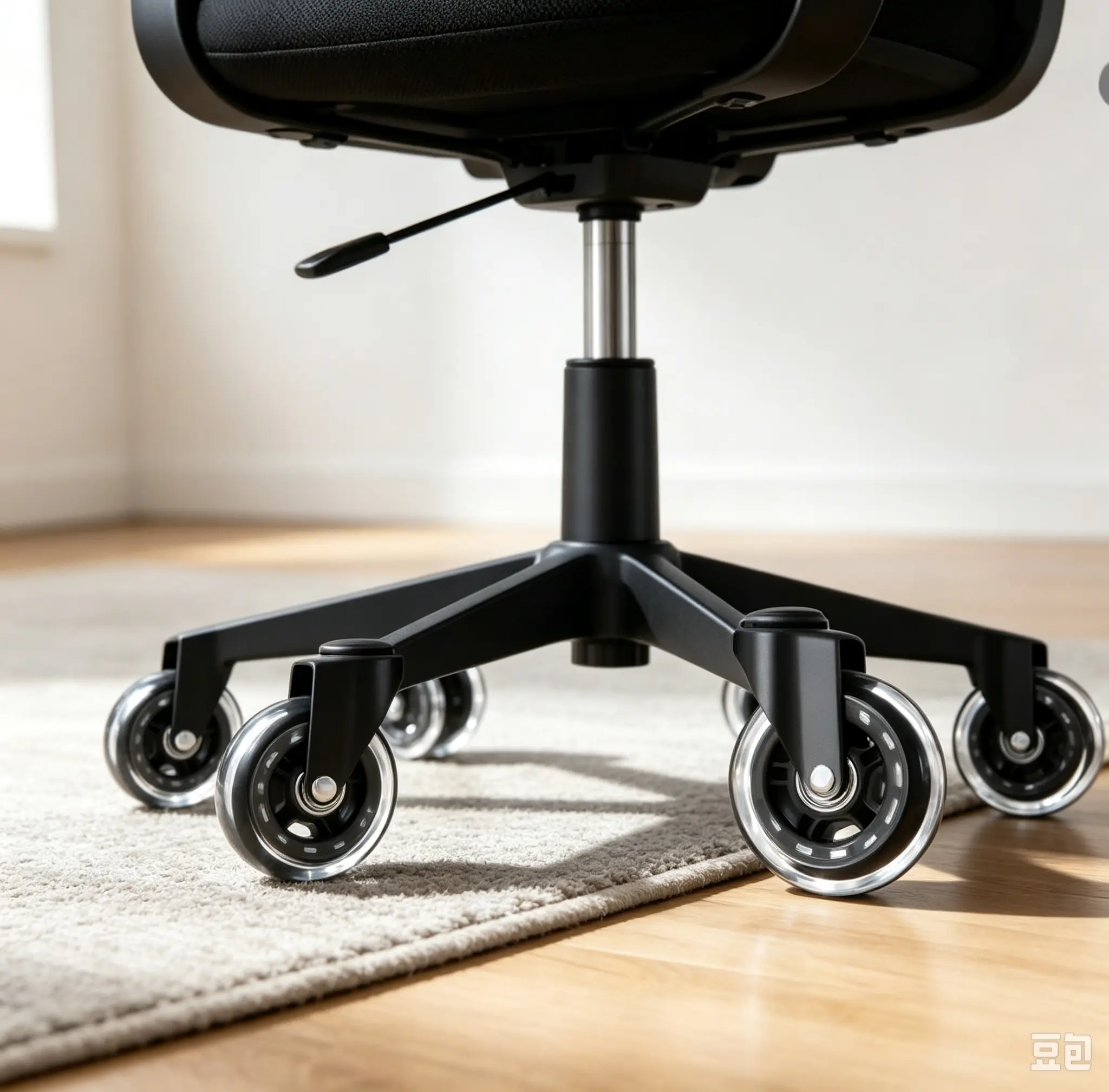 Replacement Rubber Casters (Set of 5), 3-in Debris-Resist Rubber Rollerblade-Style Wheels for Office Chairs, Tool-Free DIY Upgrade, Silent Smooth Glide, Heavy-Duty, Floor Protection, Fits Most Chairs/Furniture for Home Office