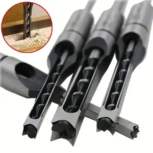 4 Piece Set High-Speed Steel Square Hole Drill Bits, Precision Sizes 1/4, 1/2, 5/16, 3/8, Ideal for Wood, Plastic & Metal Applications