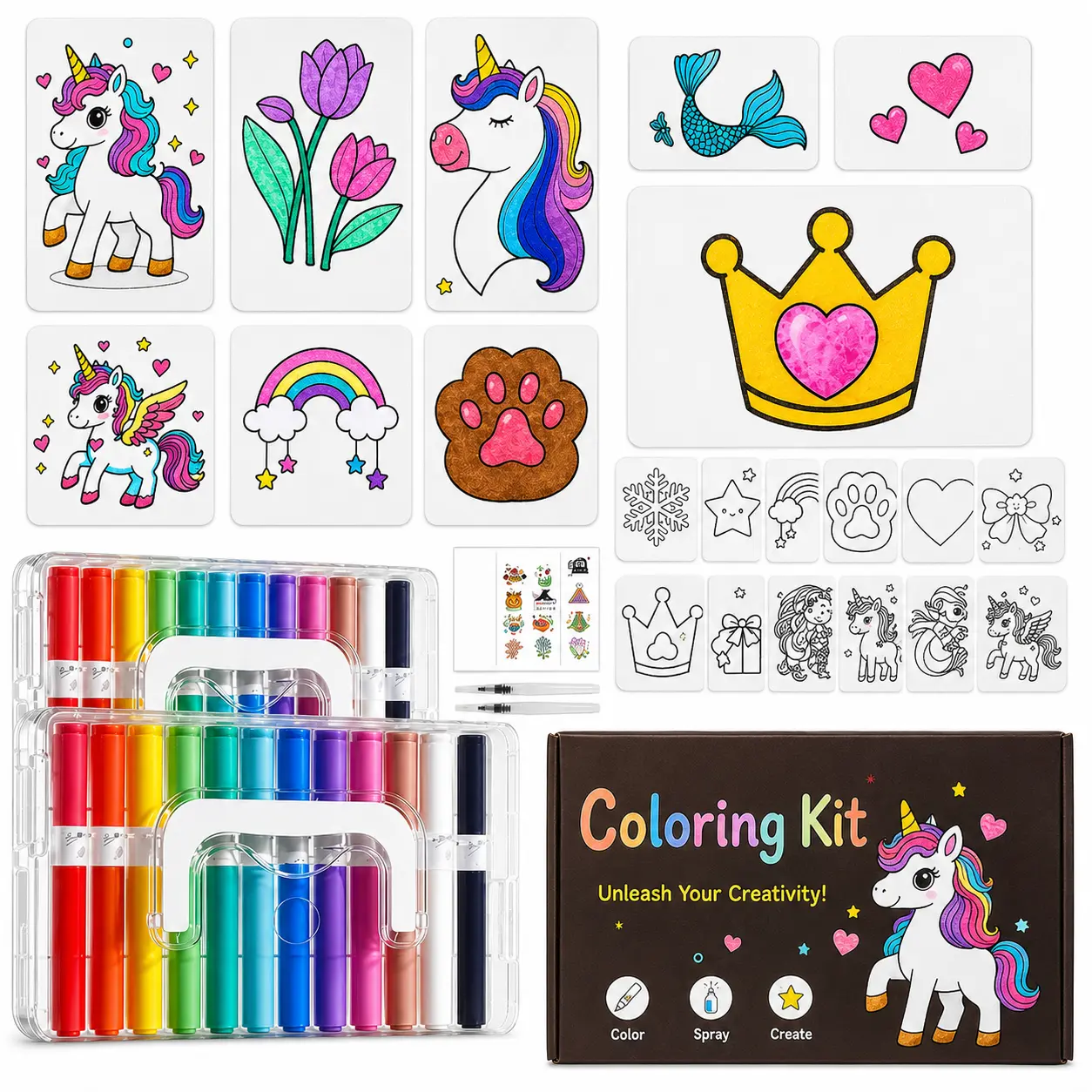 40 Pcs Unisex Magic Foam Texture Painting Kit - 3D Art Set with Foam Papers, Colorful Markers, Water Brushes for Kids, Rainy Days, Boosting Creativity, Children