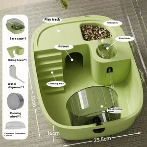 Hamster Activity Cage 2-Tier Clear Small Animal Activity House With Exercise Wheel Small Hamster Habitat With Accessories For Animal Enclosure