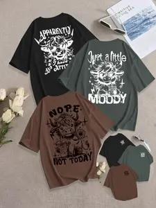 Women's Breathable Casual T-Shirt, Loose Fit Round Neck Design, Cute Cow Print, Daily Wear, Fashion Comfort Versatile Top, 3 Pack