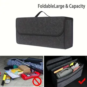 Foldable Carpet Trunk Organizer Box, Large Capacity Multi-Layer Anti-Slip Portable Car Storage Bag, Thick Soft Carpet Car Interior Decor Item