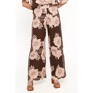 Bernadine Wide Leg Pant - Brown Floral