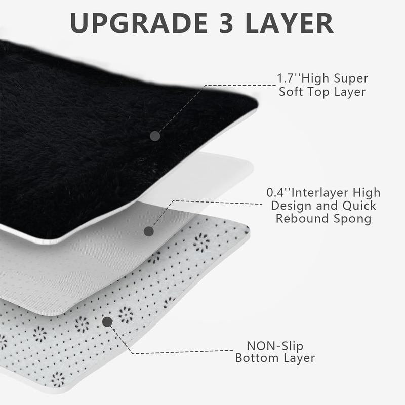 Shag Area Rugs for Living Room Bedroom , 5x8 Ultra Soft Fluffy Non-Slip Rug, Washable Indoor Carpet for Dorm Nursery Kids Room, Black Home Decor