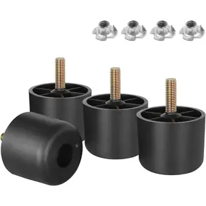 Pack of 4 1-1/2 Inch Round Tapered Plastic Furniture Legs, Black Replacement Sofa Table Legs with M8 Hanger Bolts for Couch Table