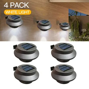 Solar Gutter Lights Outdoor LED Fence Light, 3 LED Bulbs, No Drilling Installation, for Railing, Exterior Wall, Deck, Garden, Pathway, Patio