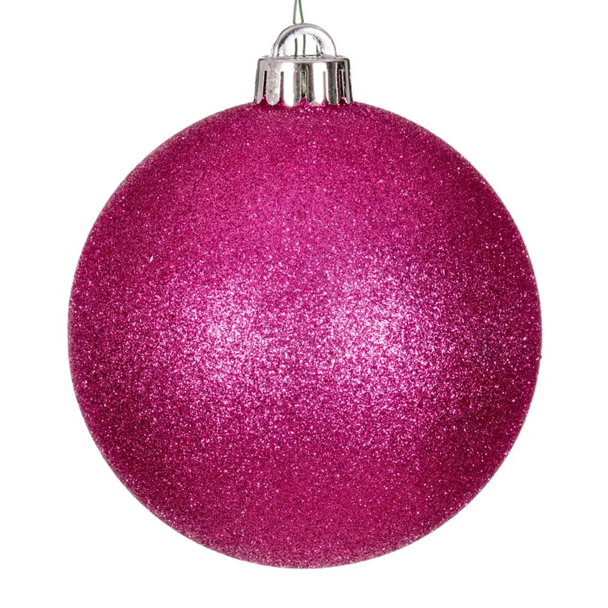 212 MAIN 8 in. Round Shimmering Sequin Plastic Glitter Ball Holiday Ornament - Hot Pink Glitter Drilled Cap, Festive Floral Design for Home Decor, Glitter Ball Ornaments