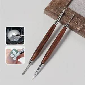 1pc Dual-End Carving Nail Art Brush, Multi-Purpose Silicone Painting Brush for Nail Design, Nail Polish Leveling & Detailing Tool, Easy Clean Nail Artist Essential