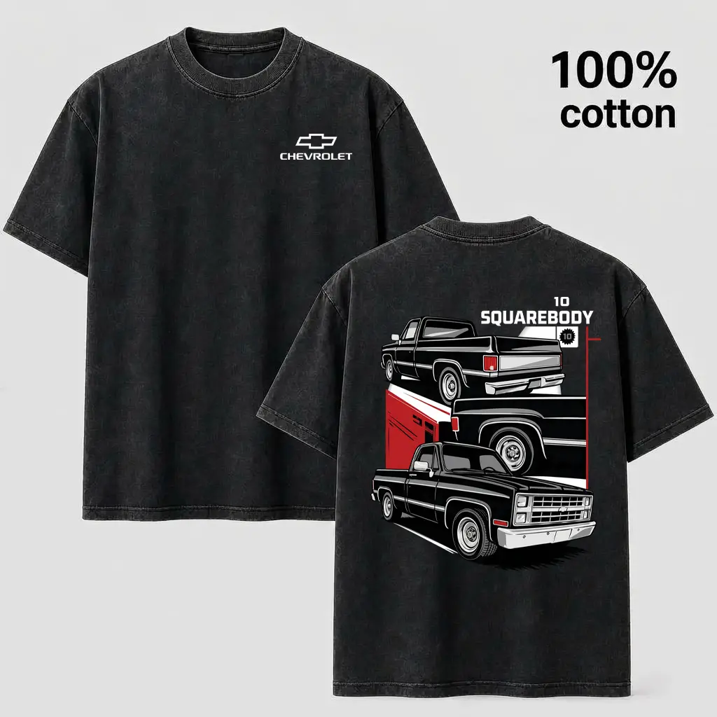 Vintage Chevrolet C10 Squarebody Graphic T-Shirt - Retro Acid Wash Oversized Tee