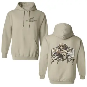 Southern Boy Co Duck Hunting Hoodie Chocolate Lab Retriever with Mallard Camo Badge Graphic Pullover Premium Soft Cotton Poly Blend Unisex Fit for Waterfowl Hunters & Dog Lovers Perfect Gift for Dad Husband Boyfriend