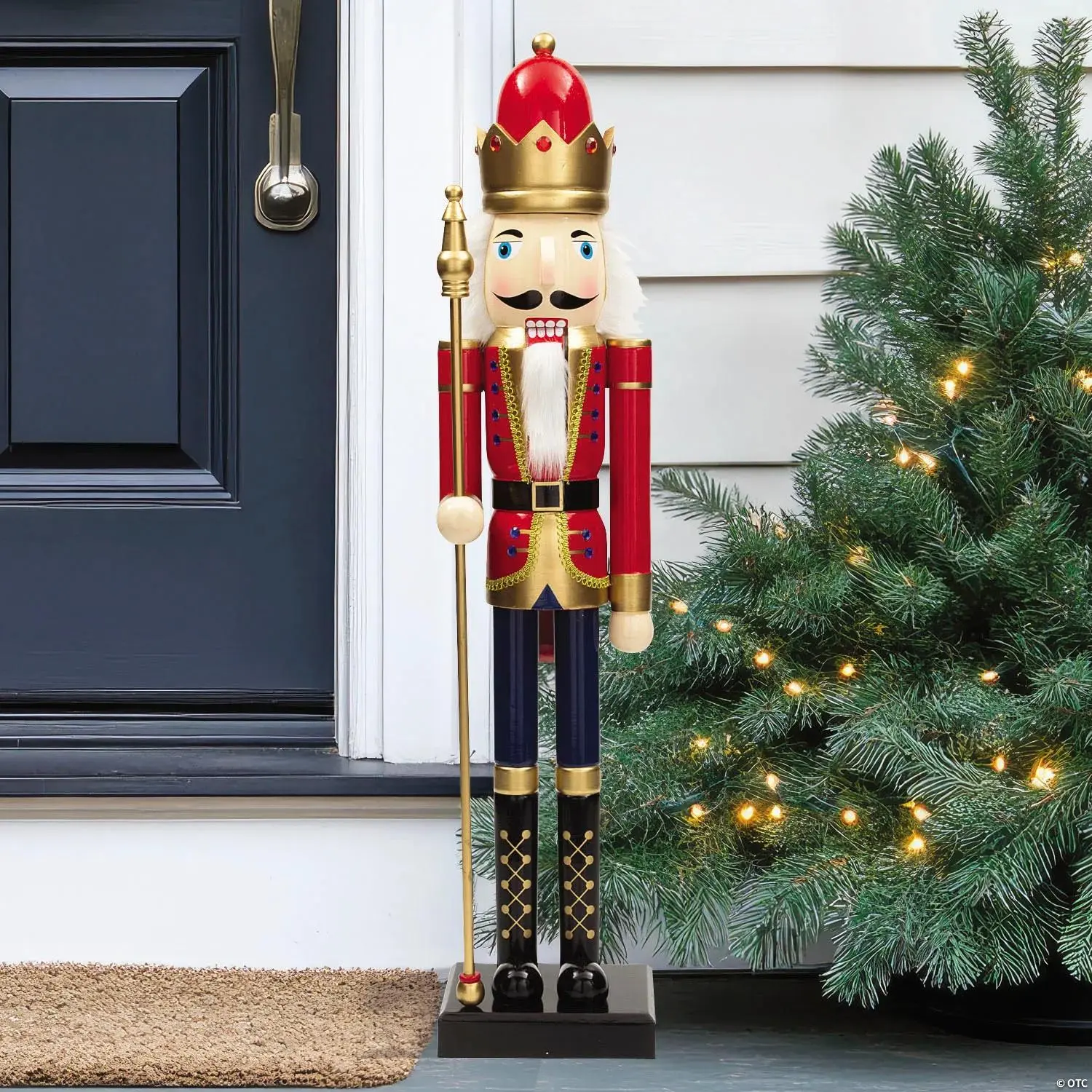 3 Ft. Large Classic Red Wood Holiday Nutcracker with Scepter