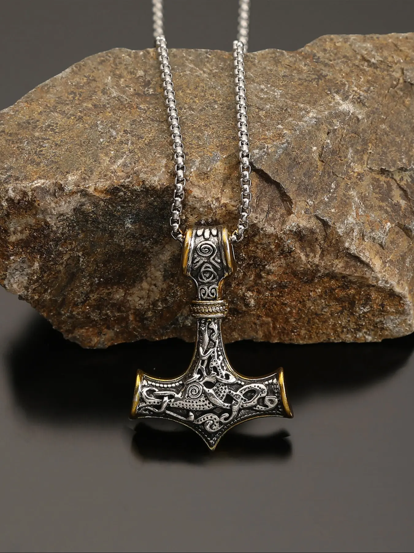 Vintage Viking Rune Hammer Pendant Alloy Necklace, Fashionable Unisex Jewelry, Gothic Mystery Jewelry, Exquisite Chain Jewelry, Durable Fashion Accessory, Perfect Gift for Valentine's Day, Mother's Day, Father's Day