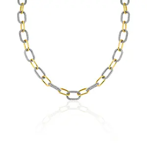 Aprilery Two Tone Chain Necklace Women's Elegant Geometric Twist Link Design 48CM Fashion Jewelry for Party Versatile Statement Piece