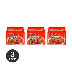 MASTER KONG Spicy Beef Instant Noodles - 3 Packs of 5 (104g Each) | Quick & Delicious Meal