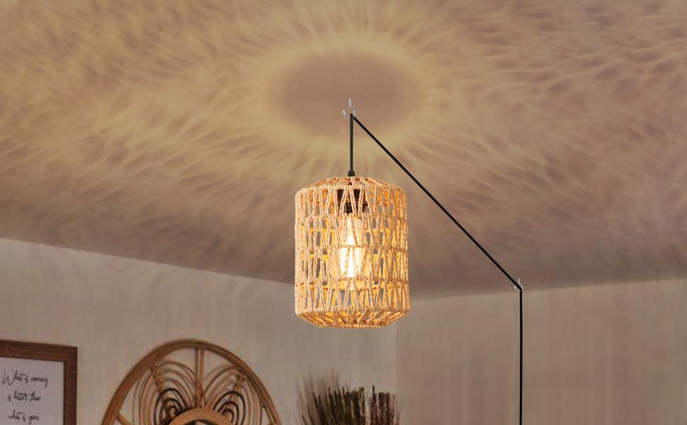 Plug in Pendant Light, Rattan Hanging Lights with Plug in Cord 15ft Dimmable Cord, Hand Woven Wicker Lampshade Hanging Lamp, Boho Plug in Hanging Ceiling Light Fixture for Farmhou Bedroom Plug in Pendant Light, Rattan Hanging Lights with Plug in Cord 15ft Dimmable Cord, Hand Woven Wicker Lampshade Hanging Lamp, Boho Plug in Hanging Ceiling Light Fixture for Farmhou Bedroom