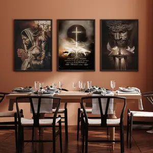 Religious Themed Canvas Painting without Frame, Unframed Wall Art, 3 Counts/set Cross Art Bible Pictures, Wall Art Decor for Home Living Room Bedroom, Poster