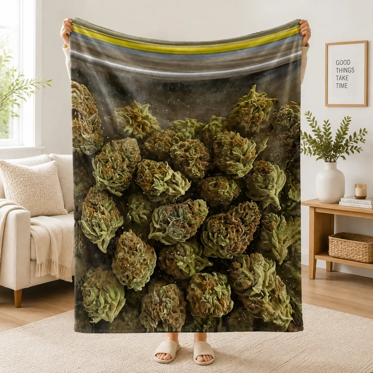 Dark Floral Throw Blanket with Vintage Botanical Design, Soft Cozy Fleece Blanket for Bedroom Sofa Decor, Aesthetic Nature Inspired Home Blanket, Unique Gift for Plant Lovers