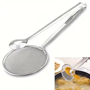 Stainless Steel Deep Fry Food Filter Spoon, High Temperature Resistant Kitchen Tool, Oil Strainer for Frying Foods