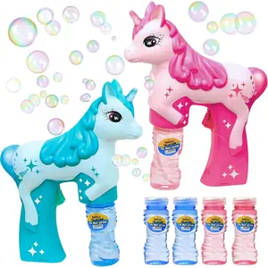 2-Pack Unicorn Bubble Guns – Leak-Free Automatic Bubble Blower & Maker for Toddlers & Kids |   Battery-Powered Bubble Shooter for Boys & Girls |   Ready to Play – Includes Batteries & Bubble Solutions