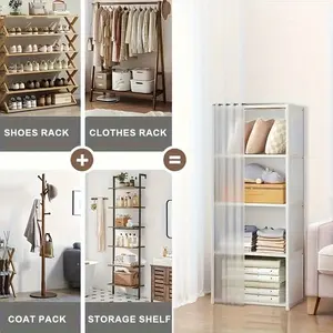Multi-Functional Portable Storage Cabinet, Easy Install Minimalist Clothes Organizer, Dustproof Bookshelf for Office, Classroom, Living Room, Bedroom, Dormitory, Clothes Closet