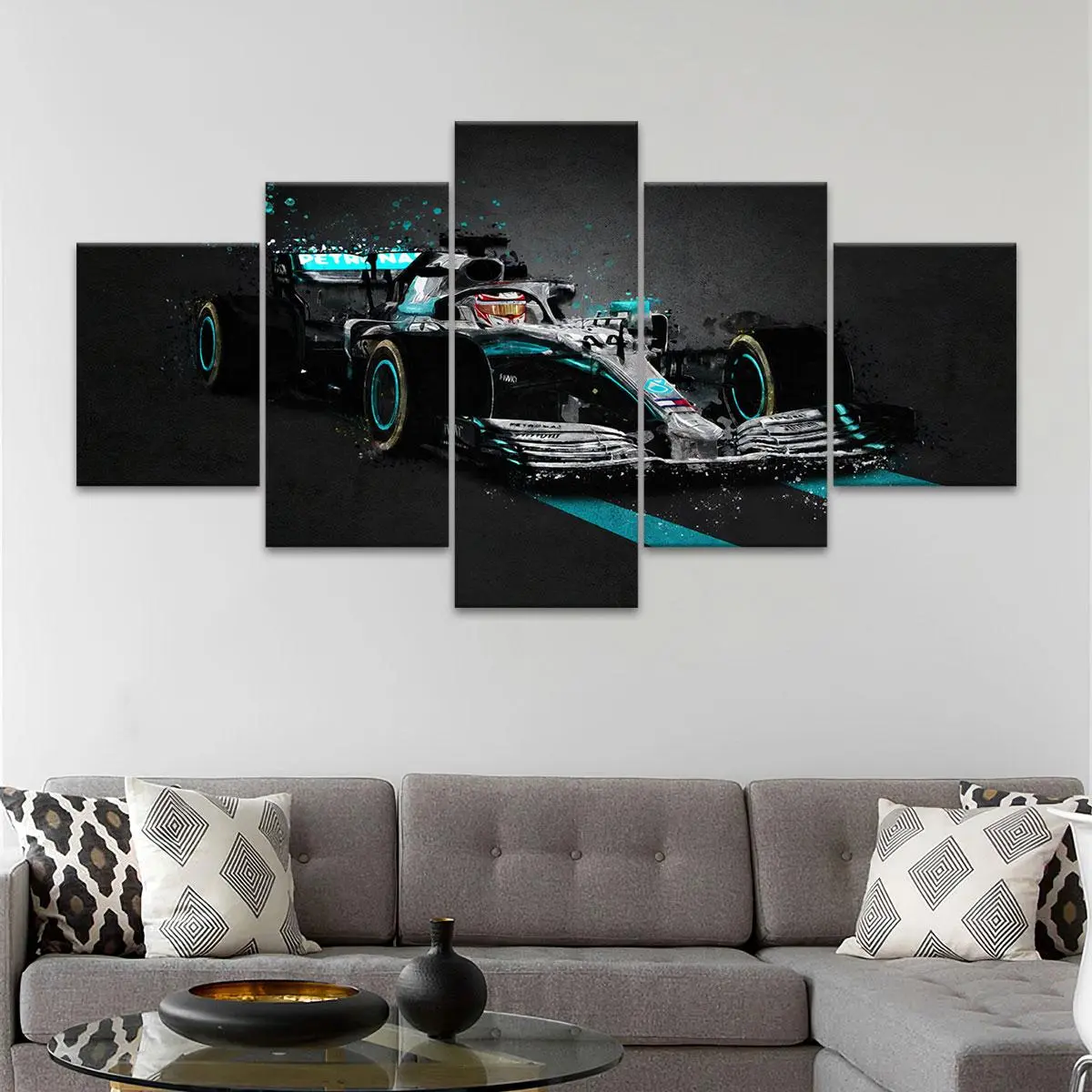 F1 Car Pattern Canvas Painting, Modern Art Print, Modern Art Design, Artistic Wall Art Decor for Home Living Room Bedroom Office, Ornaments, Hanging Wall Art