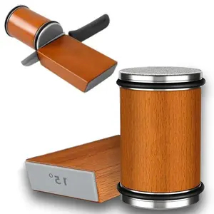 Wooden Handle Knife Sharpener, 2 Counts/set Knife Sharpening Tool, Manual Knife Sharpener for Home Chef, Modern Kitchen Accessories, Kitchenware