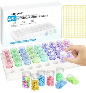 ARTDOT 45 Slots Diamond Art Storage Boxes Kits for Adults, Diamond Painting Storage Containers with Accessories and Tools for Bead Organization