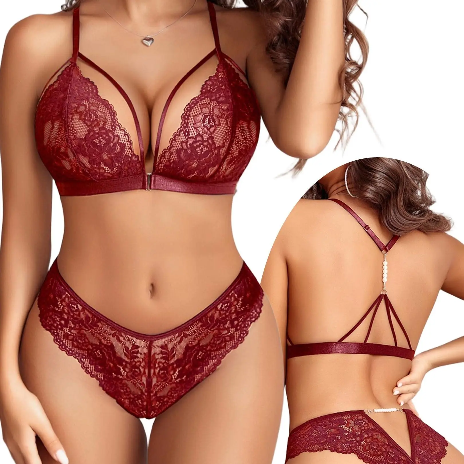 Avidlove Lingerie Sets for Women Sexy Bra and Panty Front Closure Racerback Bra Underwear Set S-XXL Avidlove Lingerie Sets for Women Sexy Bra and Panty Front Closure Racerback Bra Underwear Set S-XXL