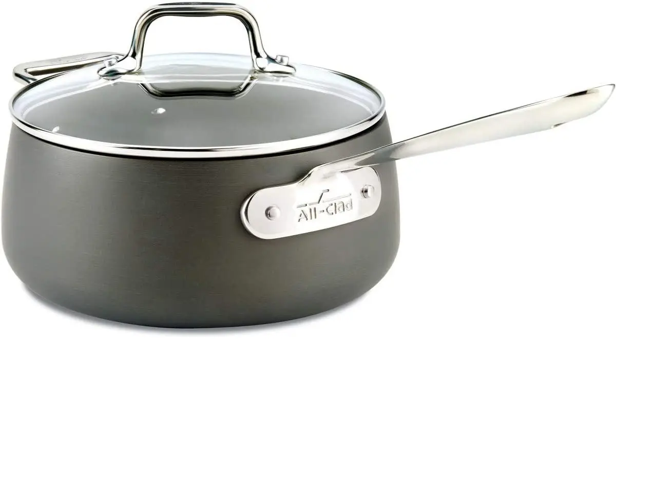 All-Clad HA1 Hard Anodized Nonstick Sauce Pan 3.5 Quart Induction Oven Safe 350F Pots and Pans, Cookware Black