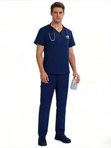 M-edical Uniform Men Short Sleeve S-plit Scrubs Set Hospital S-urgical D-ental Doctor Workwear