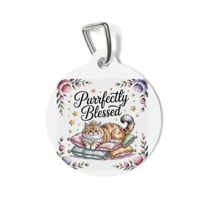 Whimsical Cat Pet Tag, Cute Cat Accessory, Personalized Pet ID, Gift for Pet Lovers, Pet Ornament for Holidays