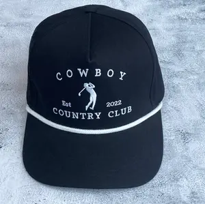 cowboycountryclub Golfer Roped Hat Black