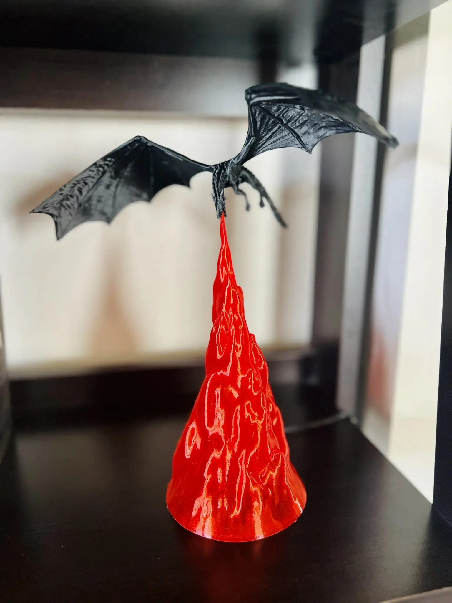 Dragon Lamp Fire-Breathing 3D Printed Lighted Flame Bookshelf Decor & Bookish Gift Bookshelf Decor