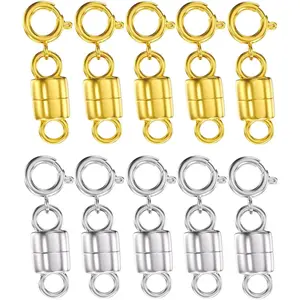 Magnetic Necklace Clasps and Closures 14k Gold and Silver Beads Chain Extender Necklaces Bracelet Safety Magnetic Locking Jewelry Clasp Converter