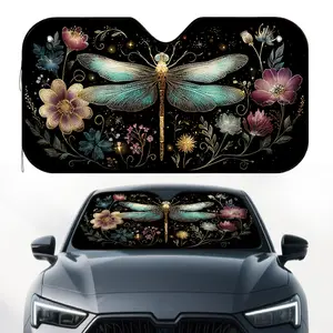 1pc, Enchanted Winged Flora Print Car Front Windshield Sunshade, Foldable and Practical, Great for Keeping Your Vehicle Comfortable on Long Road Trips, Weekend Adventures, and Quick City Stops, Car Accessory