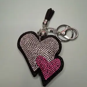 Silver Pink Heart Keychain, Kawaii Bag Charm with Cute Bow Accents, Stylish Enamel Luggage Accessory