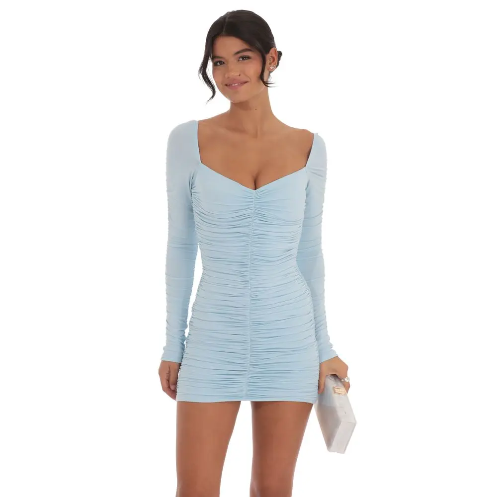 light blue ruched dress Yurtof Light Blue