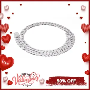 Delzzad (MSG.01) Hip Hop Bling Cuban Bracelet Necklace Chain VVS Synthetic Moissanite S925 Unisex Sparkle Cuban Chain Perfect for Any Occasion & Everyday Wear Birthday Anniversary Gifts