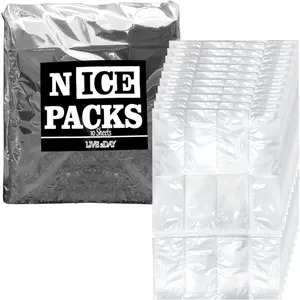 Reusable Dry Ice Packs for Coolers, Lunch Boxes, Frozen Food Shipping - Flexible and Long Lasting (10 Large Sheets)