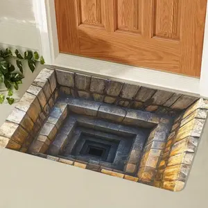Front Door Mat Outside Entrance,Brick Bottomless Hole Area Rug for Living Room 3D Trap Optical Visual Illusion Rugs Playroom Floor Carpet Mat Non-Slip,Pet-Friendly Home Decor,Durable Floor Rug Decorative,Lightweight Foldable Indoor/Outdoor Rug Party Gift
