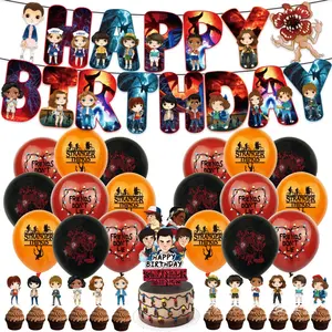 Stranger 5 TV Theme Party Supplies Set, Cartoon Birthday Party Decorations, Includes Banner, Balloons, Cake Topper, Cupcake topper Toppers, Movie Theme Birthday Party for Boys Girls