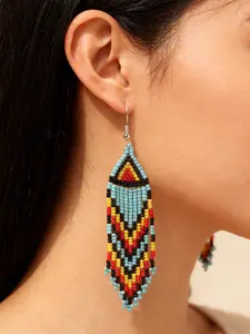 Bohemian Vacation Style Beaded Fringe Earrings, Handmade Women's Jewelry, Perfect for Daily Wear and Holiday Gifts