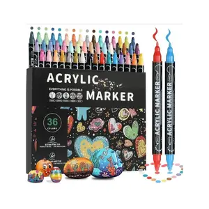 Acrylic Paint Markers 36 Colors, Acrylic Paint Pens, Rock Painting, Paper, Pumpkin, Wood, Egg, Canvas, Ceramic, Fabric, Leather, Glass, DIY Crafts.